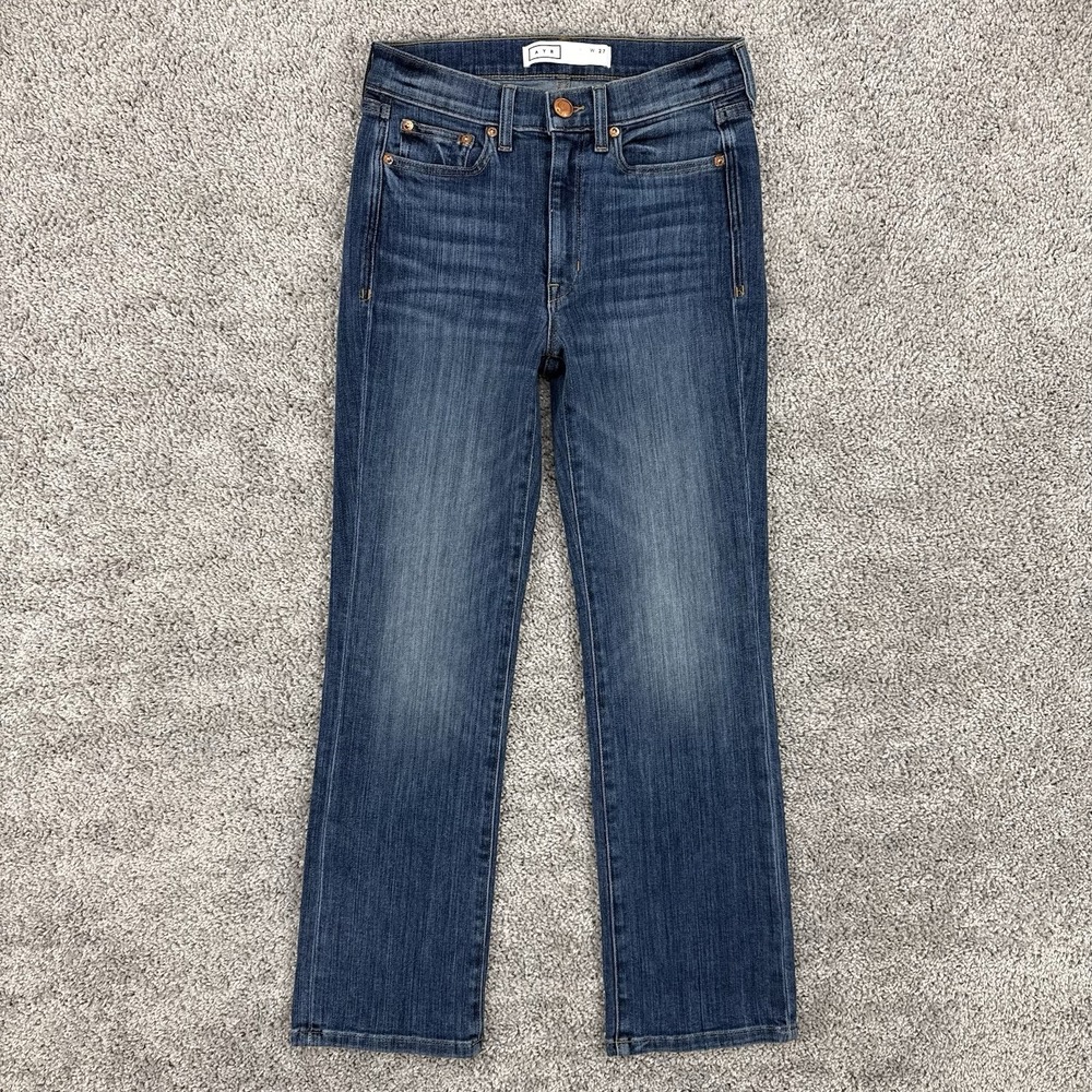 AYR The Pop Jeans Women's 27 Medium Wash Straight Cotton Stretch Whiskering